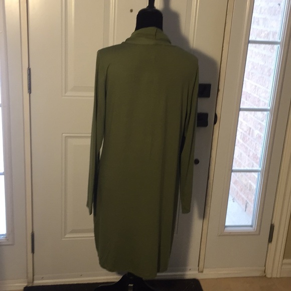 Basic By Yest Yessica Long Olive Green Cardigan Sweater Size 12 - Picture 4 of 15